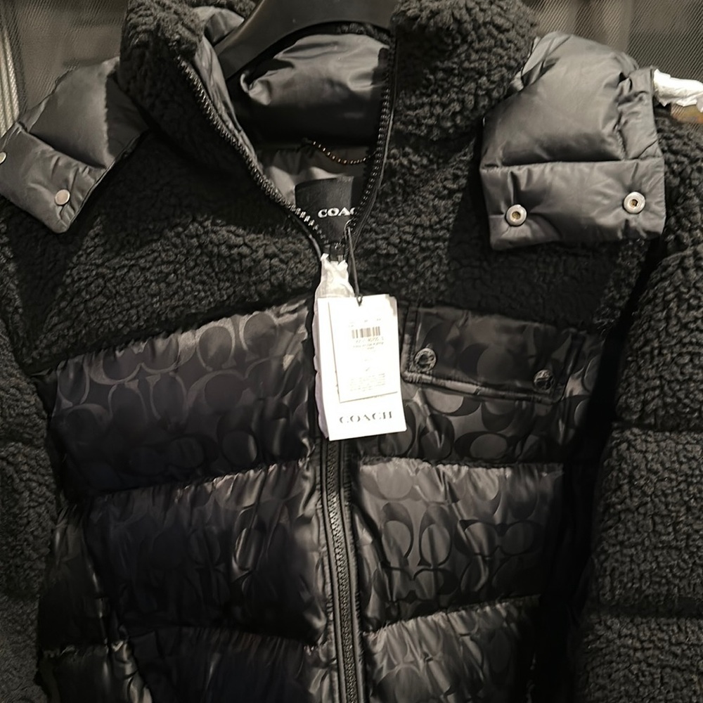 Brand New..Coach Sherpa Nylon Puffer, Black XXL
